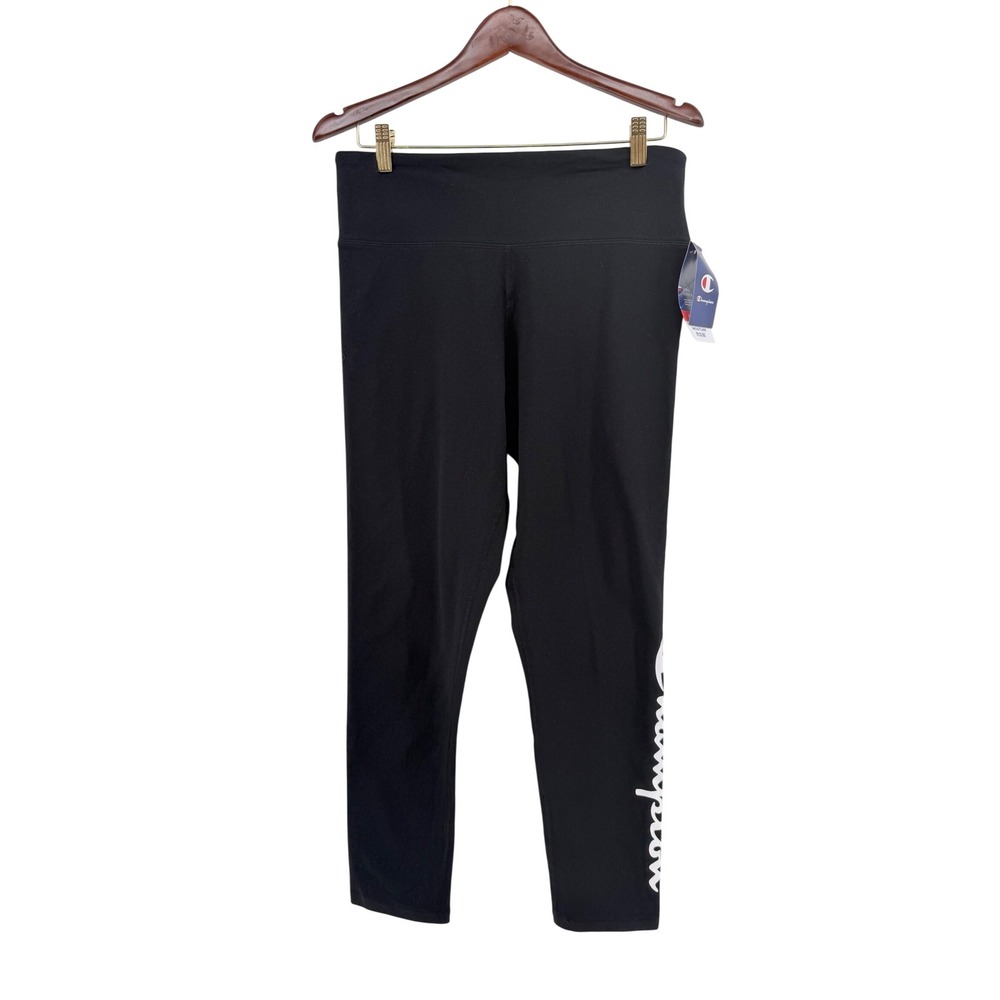 Champion Womens Black 7/8 High Rise Logo Workout Athleisure Leggings M3278G XL